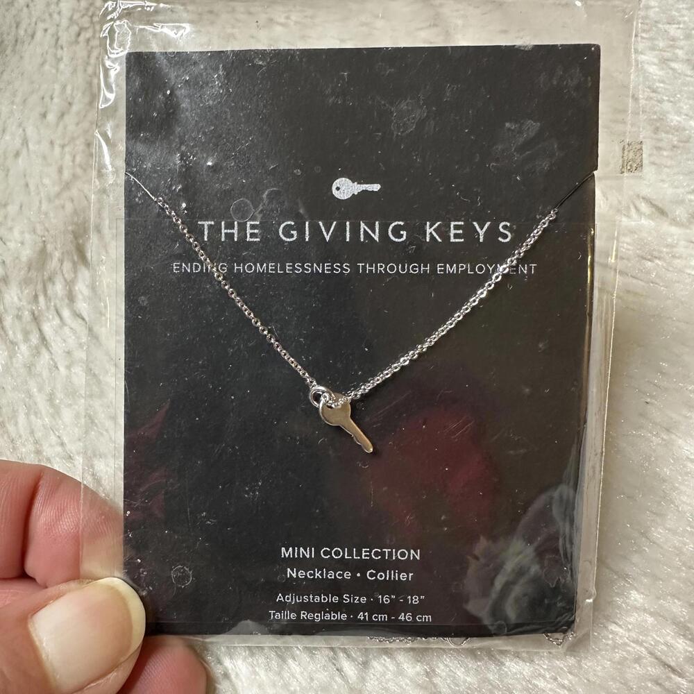 NEW The Giving Keys Mini Key Pendant Necklace Silver Adjustable 16"-18"